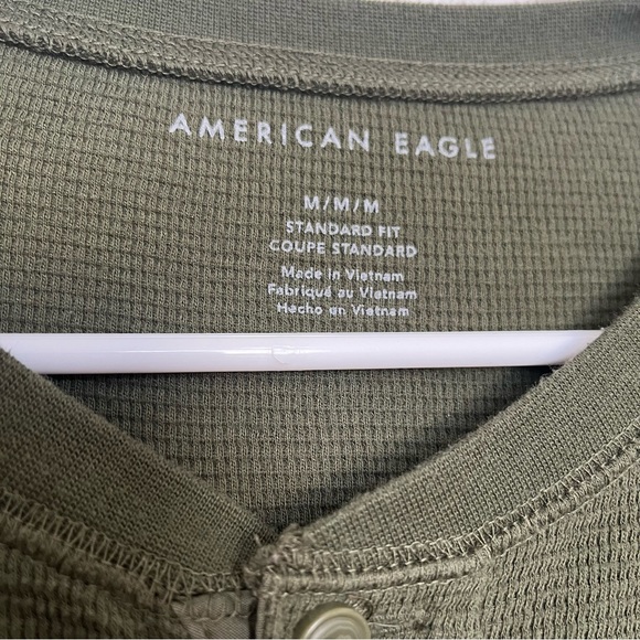 American Eagle Olive Green Henley Shirt - Picture 3 of 5